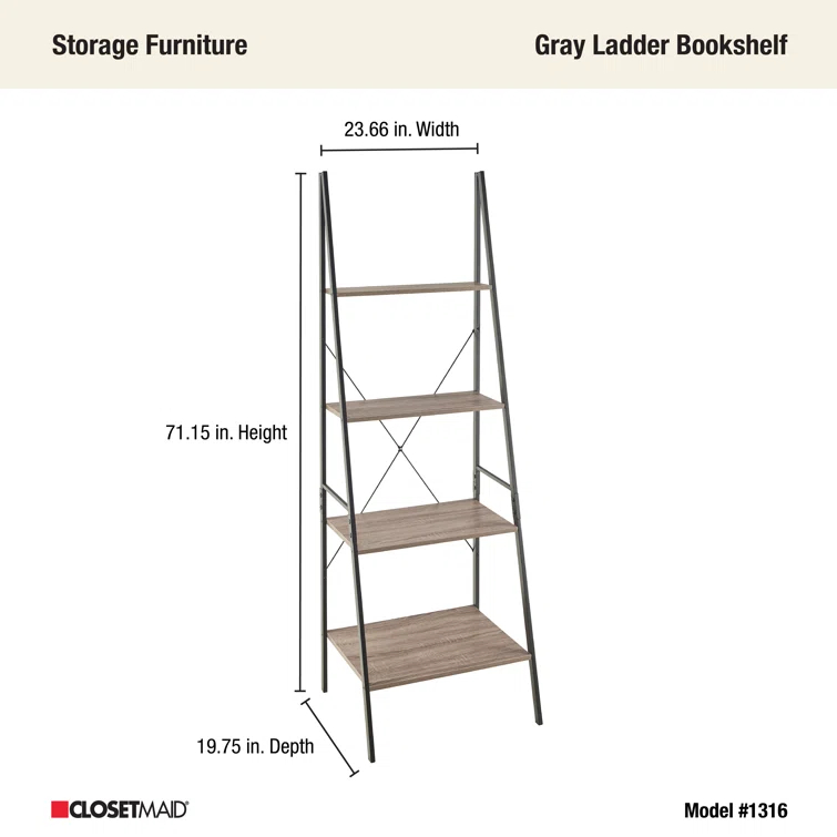 ClosetMaid Industrial 4-Tier Ladder Bookcase