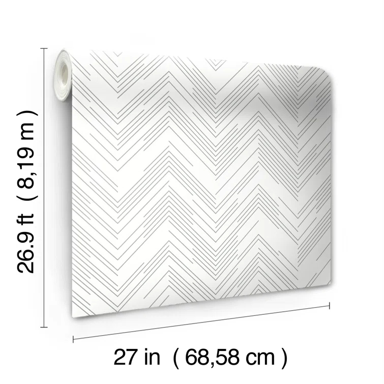 White and Silver Chevron Metallic Wallpaper Roll