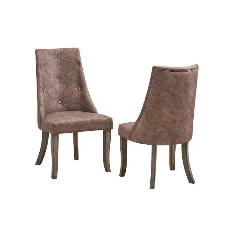Rosdorf Park Jeaz Crystal-Tufted Upholstered Fabric Dining Room Chairs, Set of 2 (Set of 2)