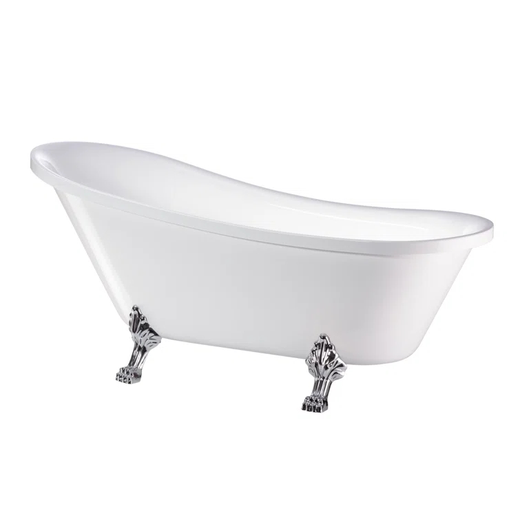 68.9" x 31" Clawfoot Soaking Acrylic Bathtub