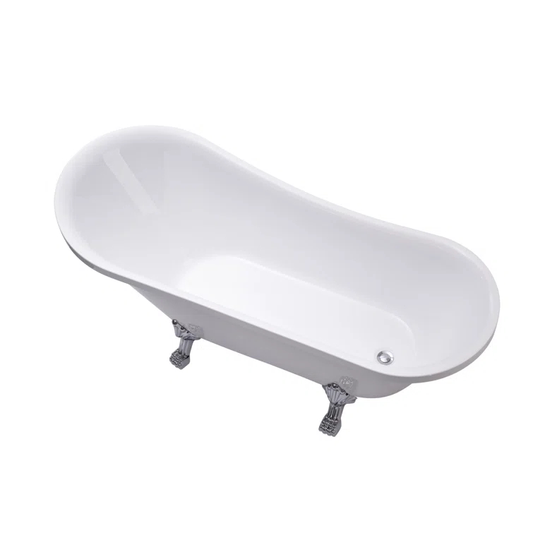 68.9" x 31" Clawfoot Soaking Acrylic Bathtub