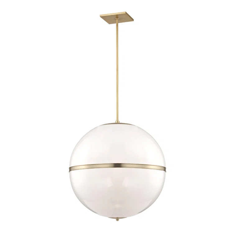 Aurora Aged Brass 4-Light Chandelier with Crystal Glass Shade