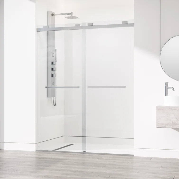 Houston 56-60" W x 76" H Sliding Frameless Shower Door with 3/8" Clear Glass