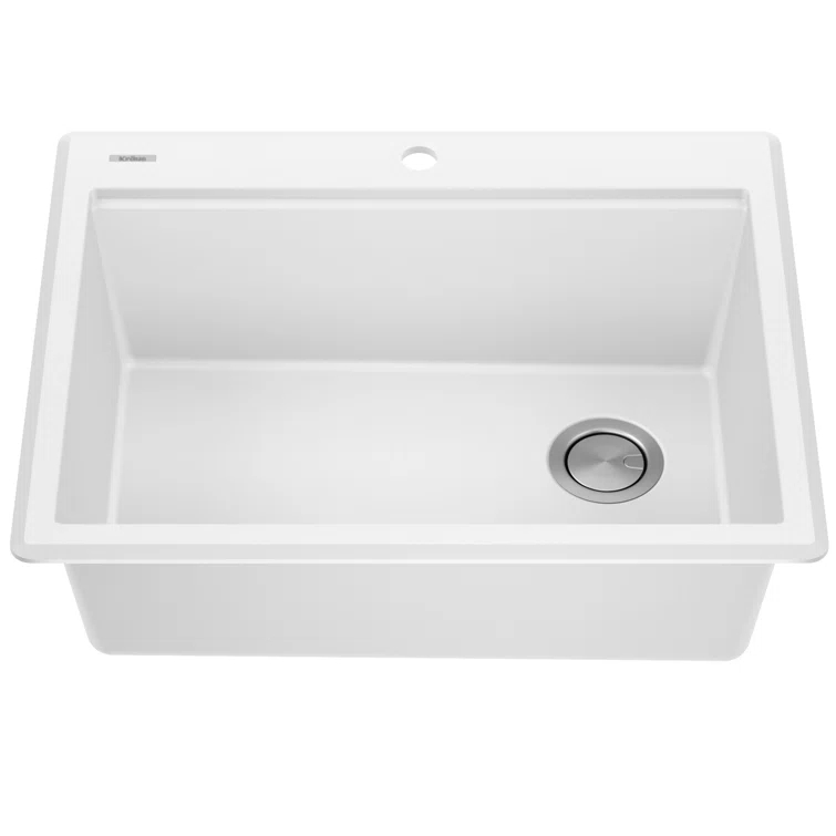 KRAUS Bellucci Granite Composite Workstation Drop-In Top Mount Single Bowl Kitchen Sink with Accessories