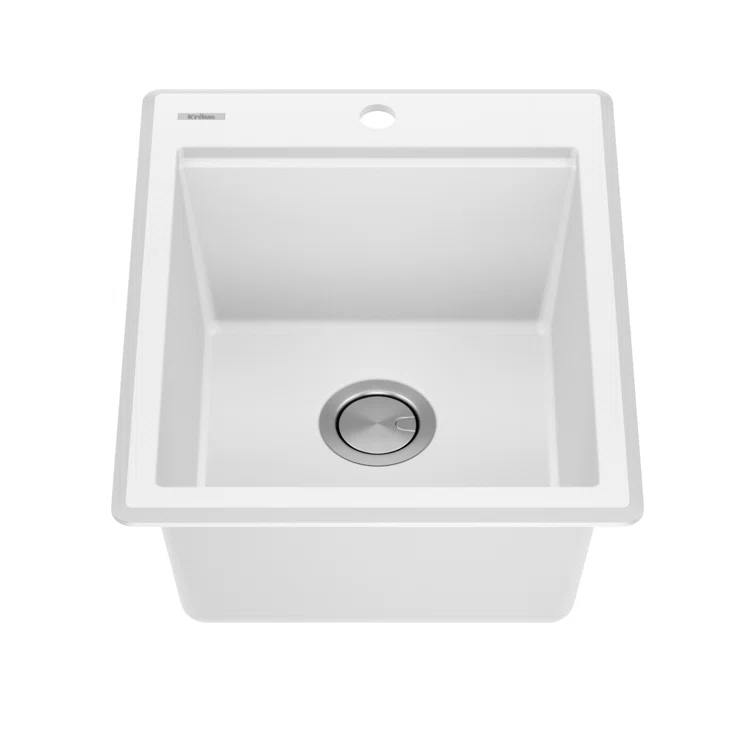 KRAUS Bellucci 28” Granite Workstation Drop In Top Mount Single Bowl Kitchen Sink with Accessories