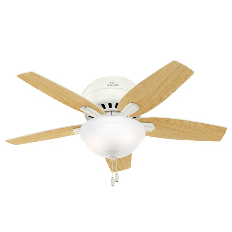 Newsome 42" 5 - Blade Traditional Flush Mount Indoor Ceiling Fan with Lights and Pull Chains