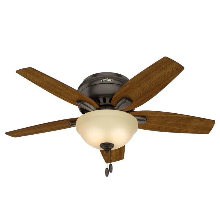 Hunter Fan Newsome 42" 5 - Blade Traditional Flush Mount Indoor Ceiling Fan with Lights and Pull Chains