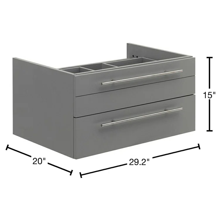 Lucera 30" Wall Mount Single Vessel Sink Bathroom Vanity Base Only (Top and Sink Not Included)