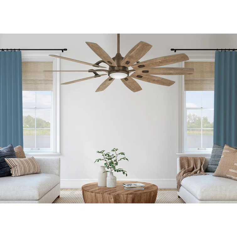 65" Barn 10 - Blade LED Smart Standard Ceiling Fan with Remote Control and Light Kit Included