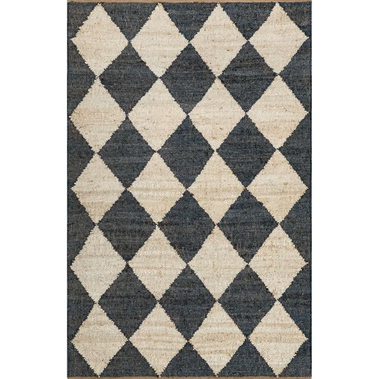 Godelinde Diamond Checkerboard Jute Area Rug