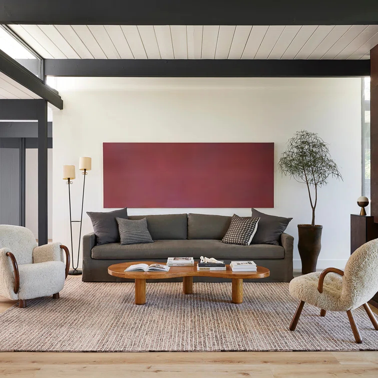 Katasha Checked Wool Brown Area Rug