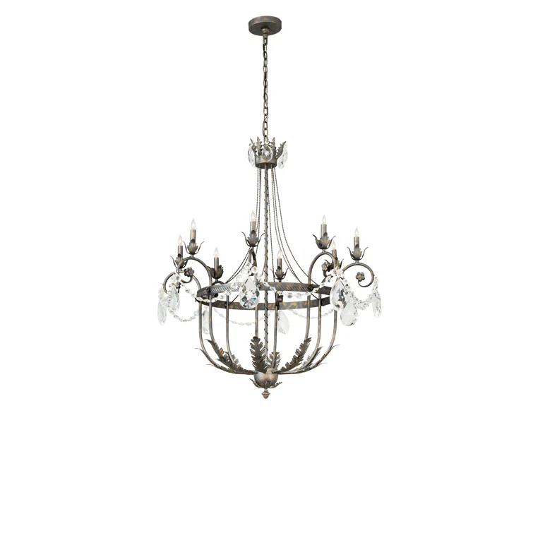 Antonia 8-Light Crystal Bronze Chandelier with Gold Accents