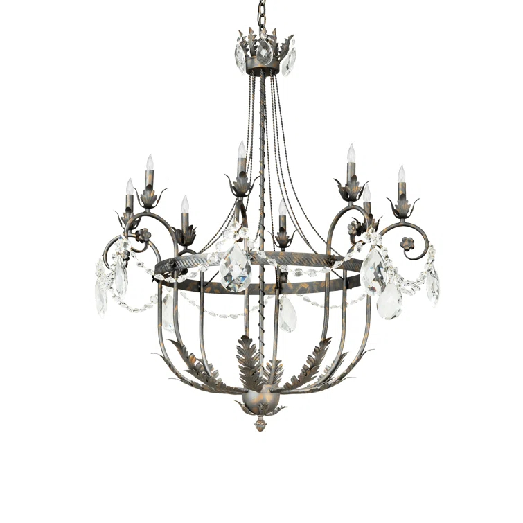 Antonia 8-Light Crystal Bronze Chandelier with Gold Accents
