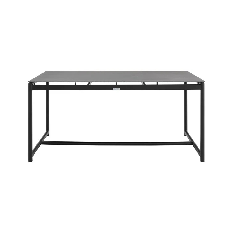 Campblin Outdoor Dining Table in Aluminum and Teak with Stone Top