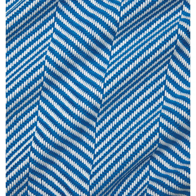 Nantucket Morning Herringbone Cotton Throw with Twisted Fringe - Ocean