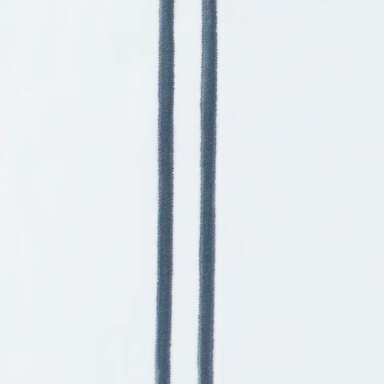 White and Cadet Cotton Full/Queen Duvet Cover with Satin Stitch