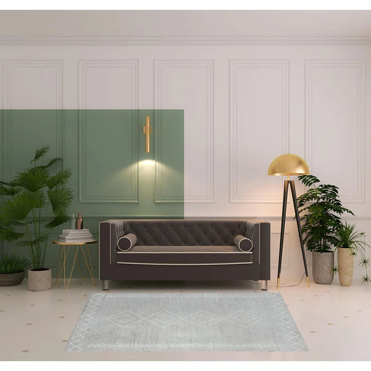Geometric Performance Gray Area Rug
