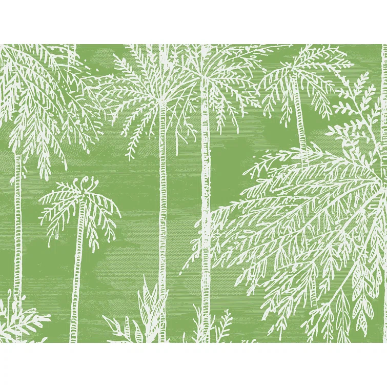 Summer Fern Green Palm Grove Vinyl Wallpaper Roll