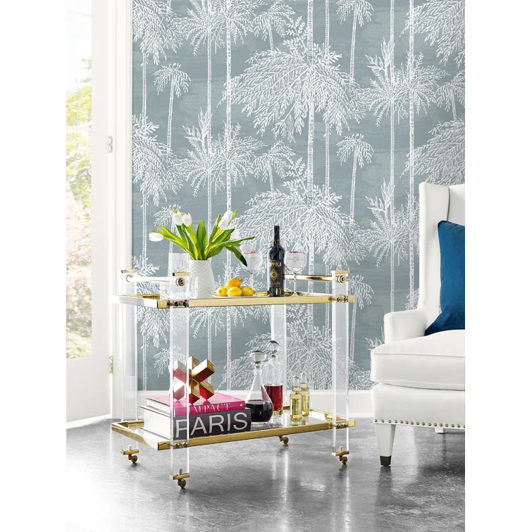 Bluestone Palm Grove Embossed Vinyl Wallpaper Roll