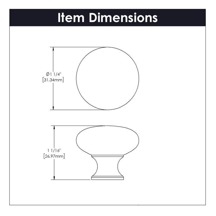 1" Length Bar Knob