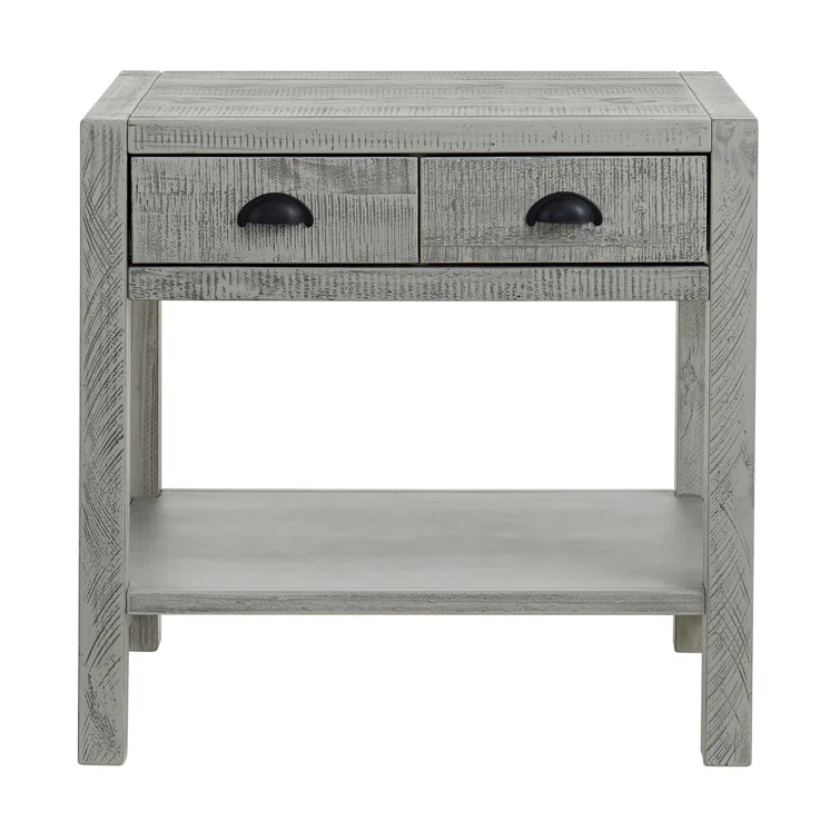 Arden 2-Drawer Wood Nightstand, Perfect for Modern Rustic, Boho or Traditional Bedroom, Functional and Stable Storage, 28W x 19D x 26 3/8H