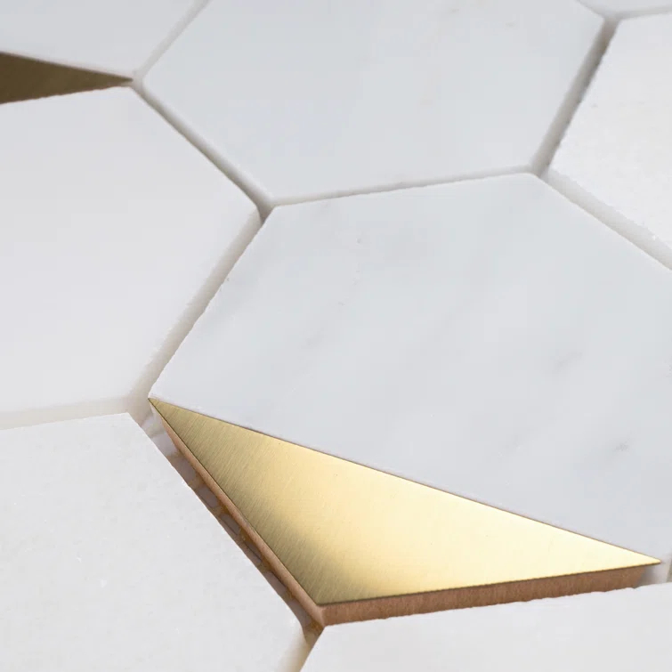 Natural Bianco 3" x 3" Marble Honeycomb Mosaic Wall Tile