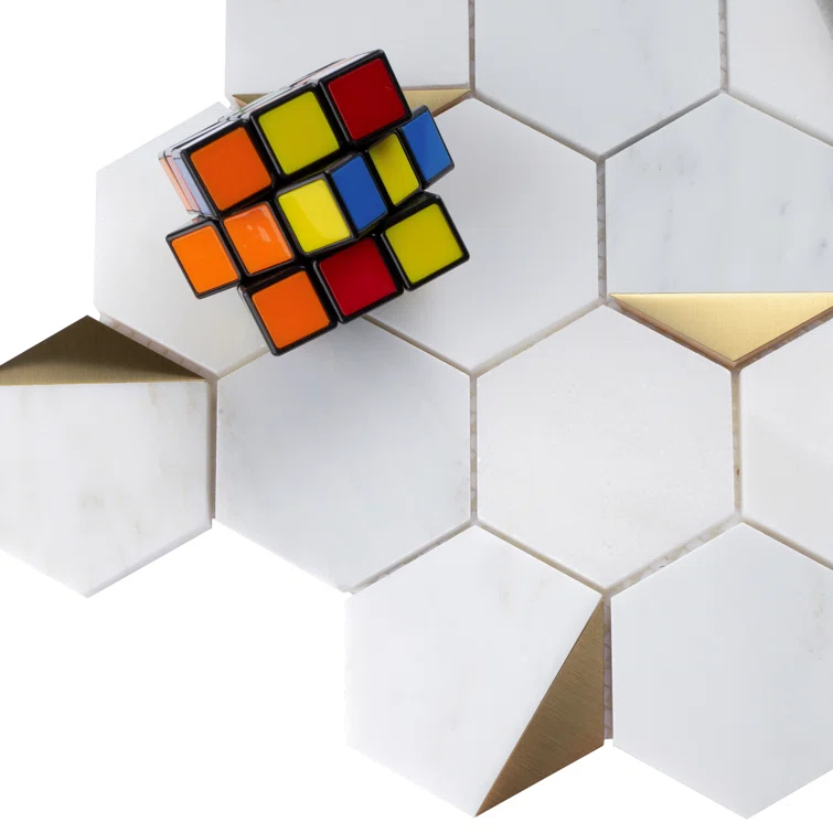 Natural Bianco 3" x 3" Marble Honeycomb Mosaic Wall Tile