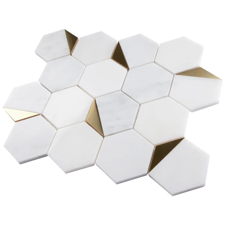 Natural Bianco 3" x 3" Marble Honeycomb Mosaic Wall Tile