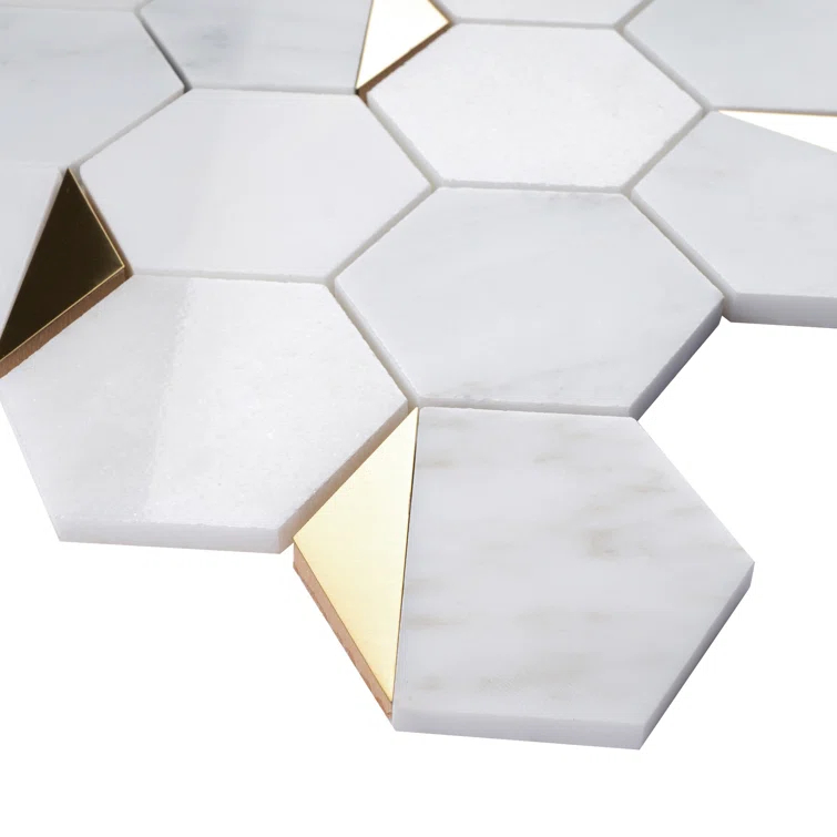 Natural Bianco 3" x 3" Marble Honeycomb Mosaic Wall Tile