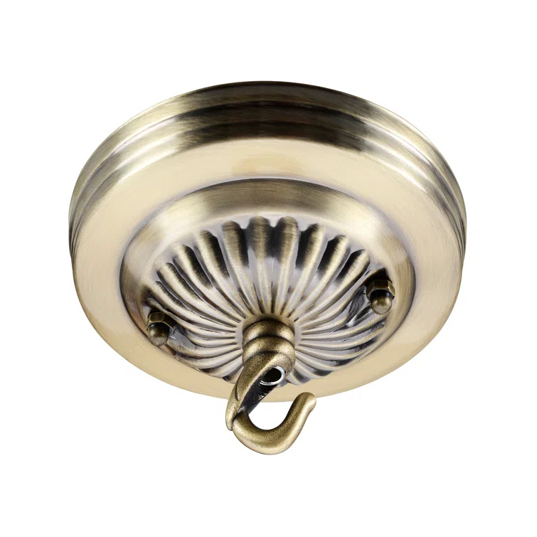 Aspen Creative 21514-21 Canopy Kit, 5"D with Hook, 7/16" Center Hole, Antique Brass