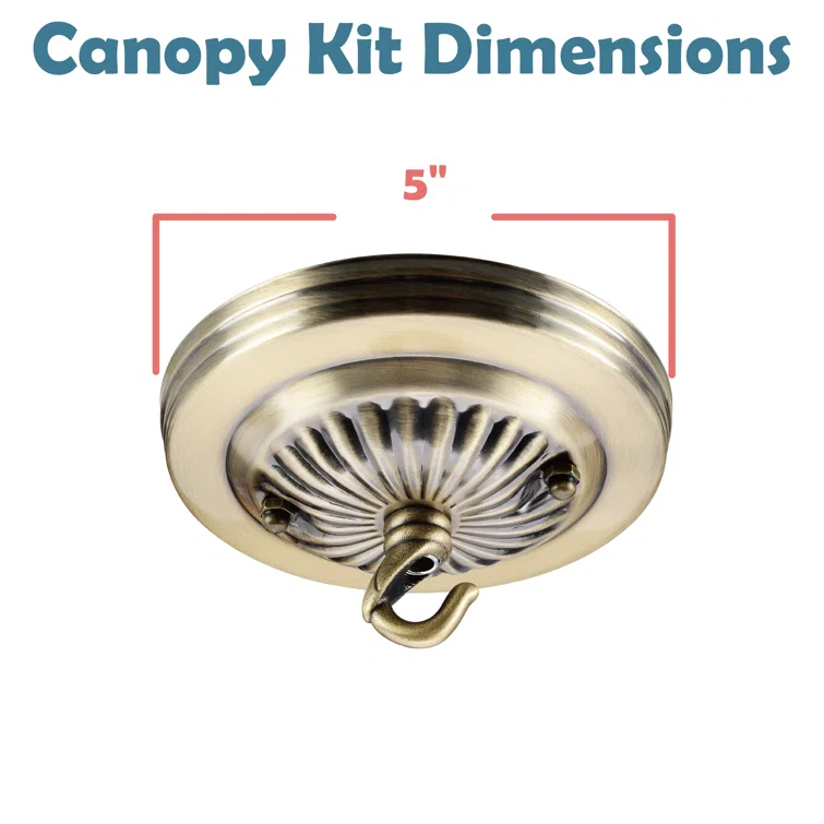Aspen Creative 21514-21 Canopy Kit, 5"D with Hook, 7/16" Center Hole, Antique Brass