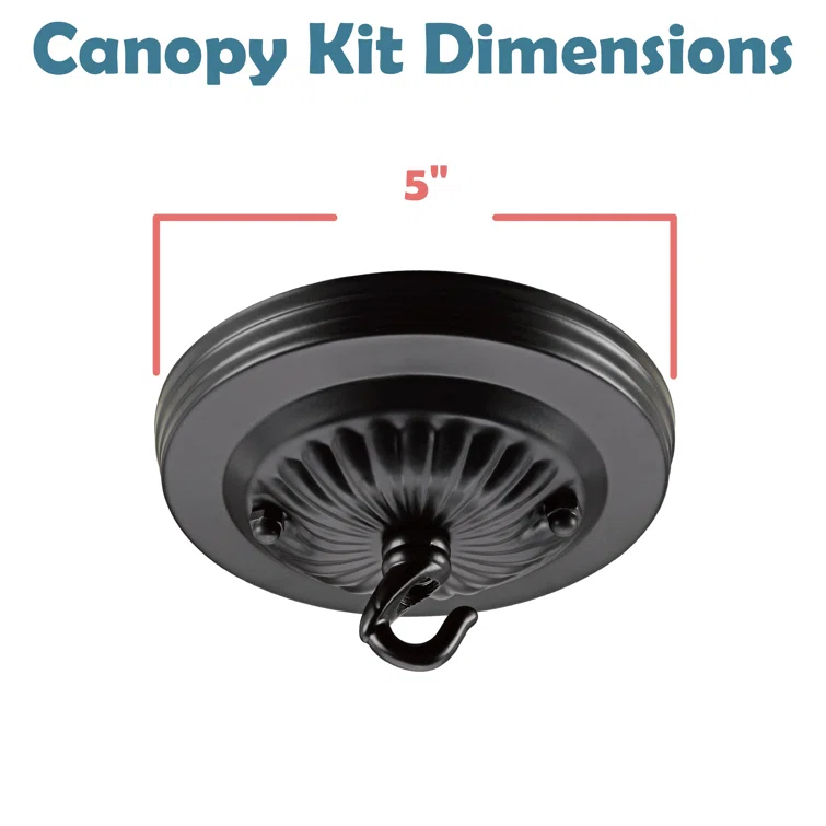 Aspen Creative 21514-21 Canopy Kit, 5"D with Hook, 7/16" Center Hole, Antique Brass