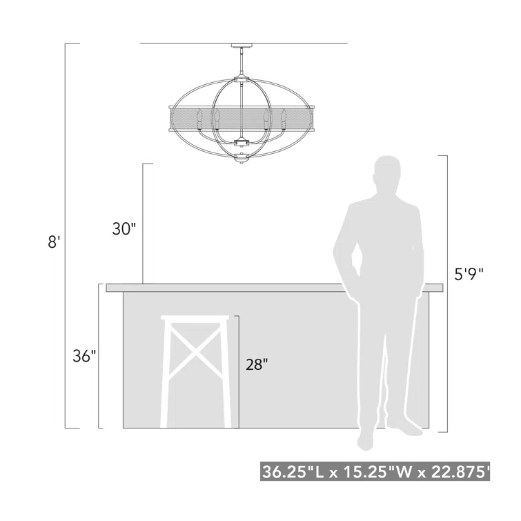6 - Light Dimmable Chandelier