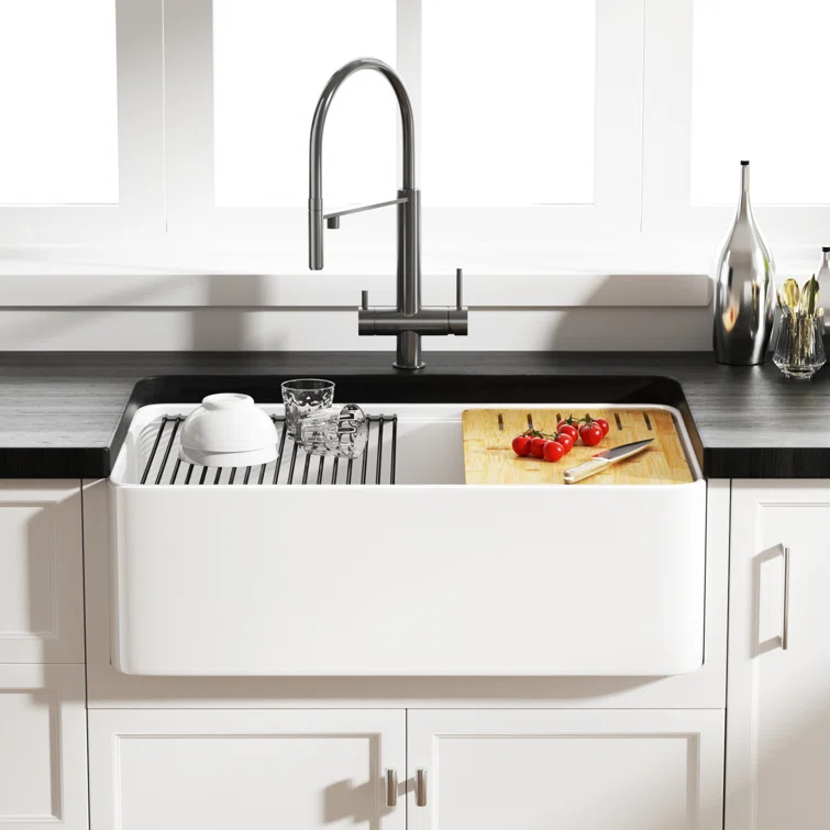 Yorkshire 30" L x 20" W Kitchen Sink Workstation With Cutting Board, Dish-drying Rack and Sink Grid