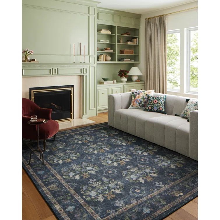 Rifle Paper Co. x Loloi Courtyard Navy Area Rug feat. CloudPile