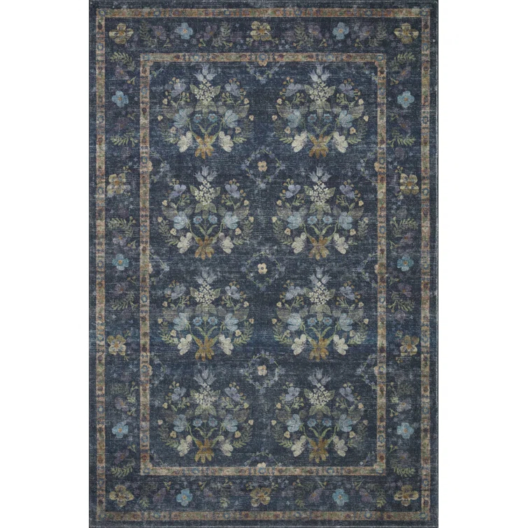 Rifle Paper Co. x Loloi Courtyard Navy Area Rug feat. CloudPile