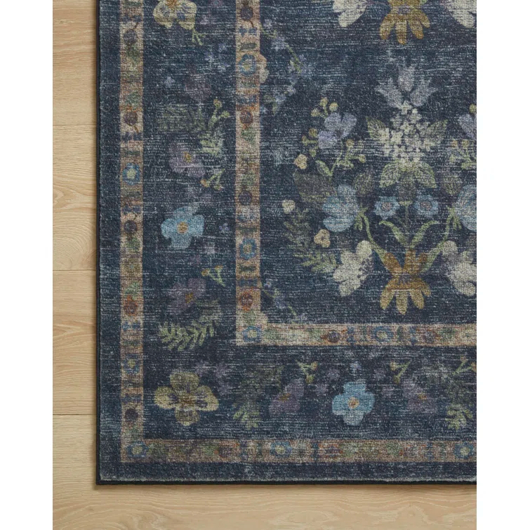 Rifle Paper Co. x Loloi Courtyard Navy Area Rug feat. CloudPile