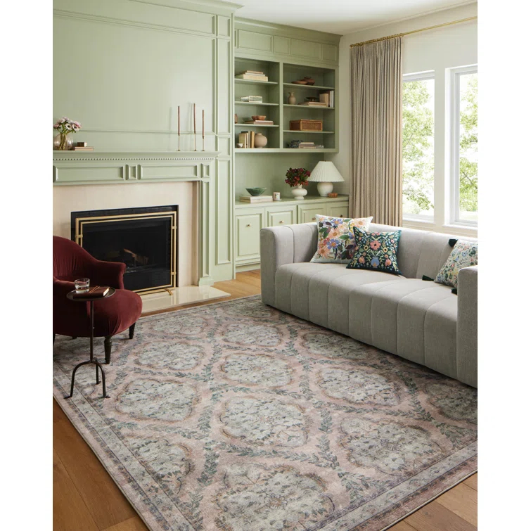 Rifle Paper Co. x Loloi Courtyard Blush Area Rug feat. CloudPile