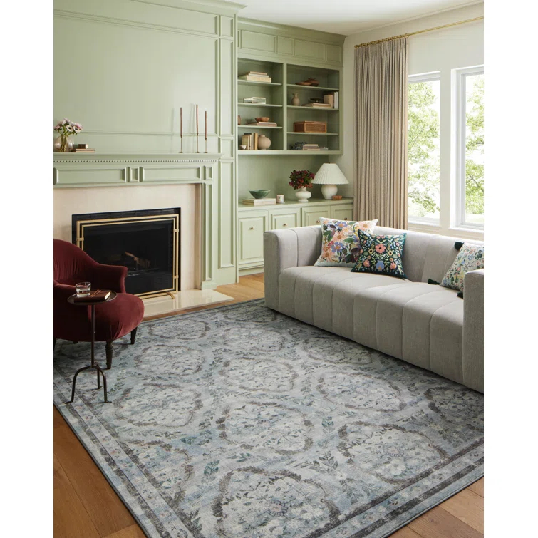 Rifle Paper Co. x Loloi Courtyard Blue Area Rug feat. CloudPile