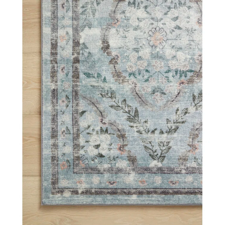 Rifle Paper Co. x Loloi Courtyard Blue Area Rug feat. CloudPile
