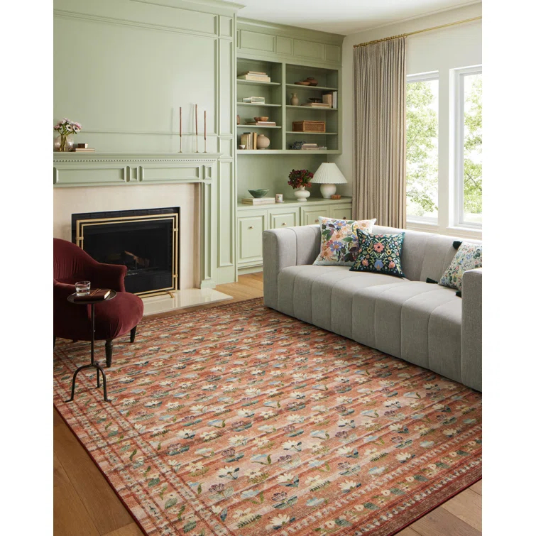 Rifle Paper Co. x Loloi Courtyard Terracotta Area Rug feat. CloudPile