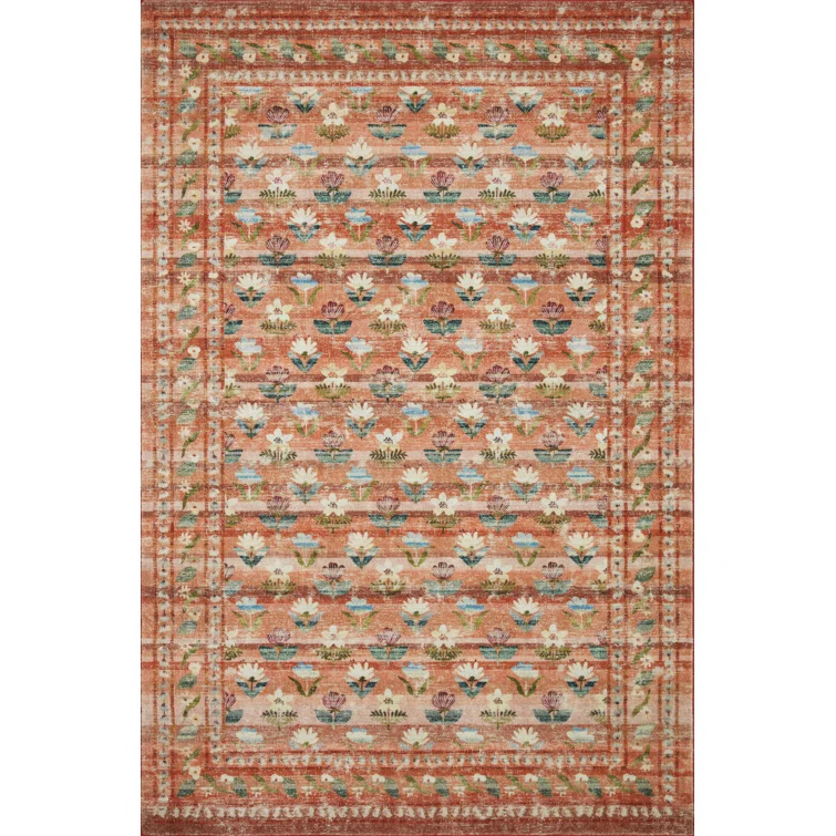 Rifle Paper Co. x Loloi Courtyard Terracotta Area Rug feat. CloudPile