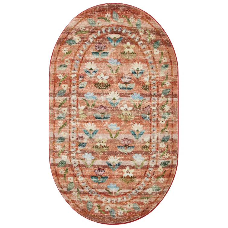 Rifle Paper Co. x Loloi Courtyard Terracotta Area Rug feat. CloudPile