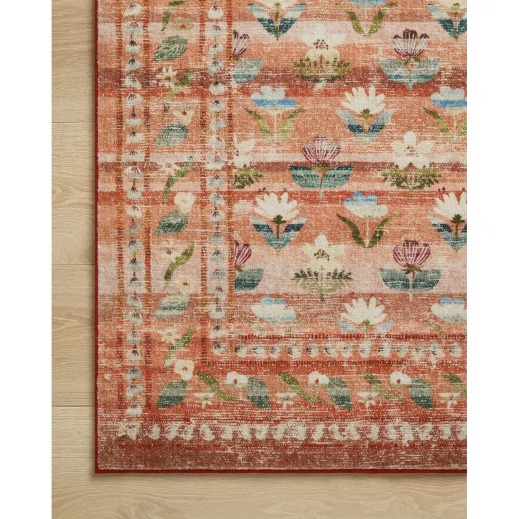 Rifle Paper Co. x Loloi Courtyard Terracotta Area Rug feat. CloudPile