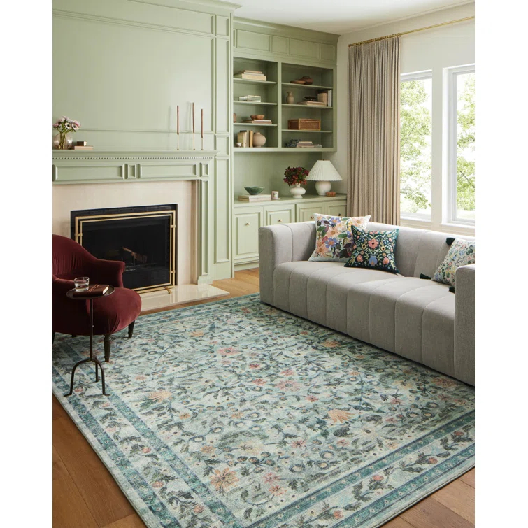 Rifle Paper Co. x Loloi Courtyard Sage Area Rug feat. CloudPile