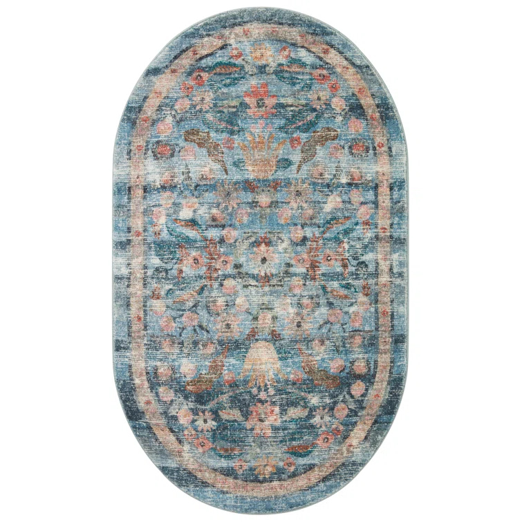 Rifle Paper Co. x Loloi Courtyard Blue Area Rug feat. CloudPile