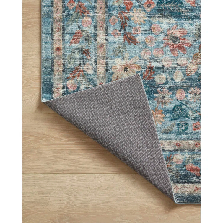 Rifle Paper Co. x Loloi Courtyard Blue Area Rug feat. CloudPile