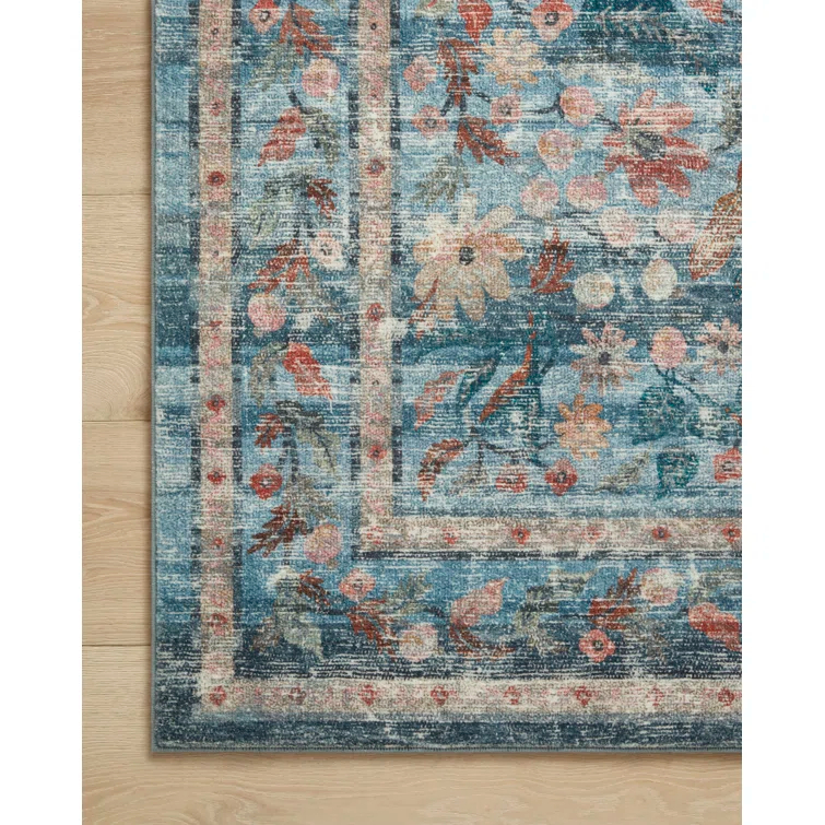 Rifle Paper Co. x Loloi Courtyard Blue Area Rug feat. CloudPile