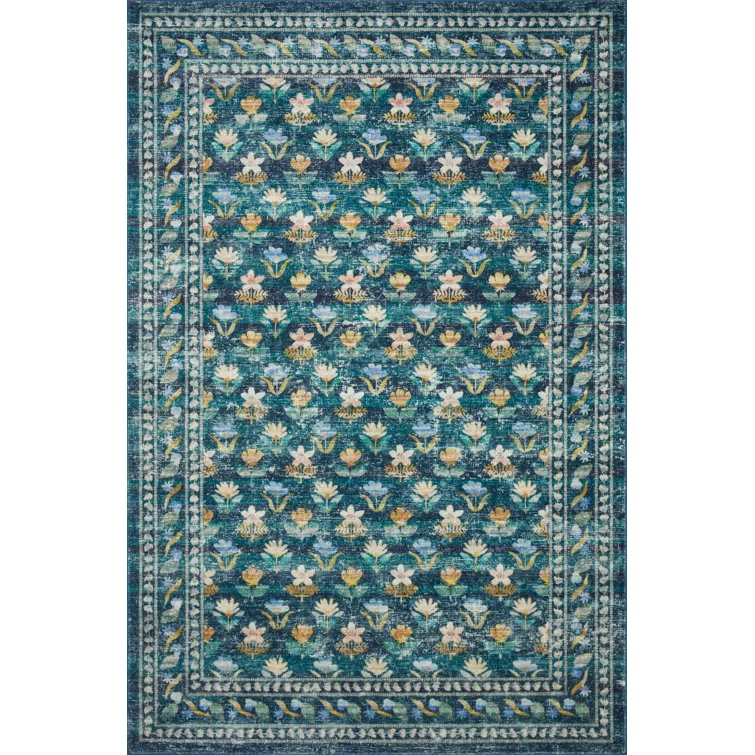 Rifle Paper Co. x Loloi Courtyard Emerald Area Rug feat. CloudPile