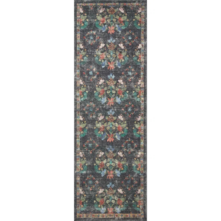 Rifle Paper Co. x Loloi Courtyard Charcoal Area Rug feat. CloudPile